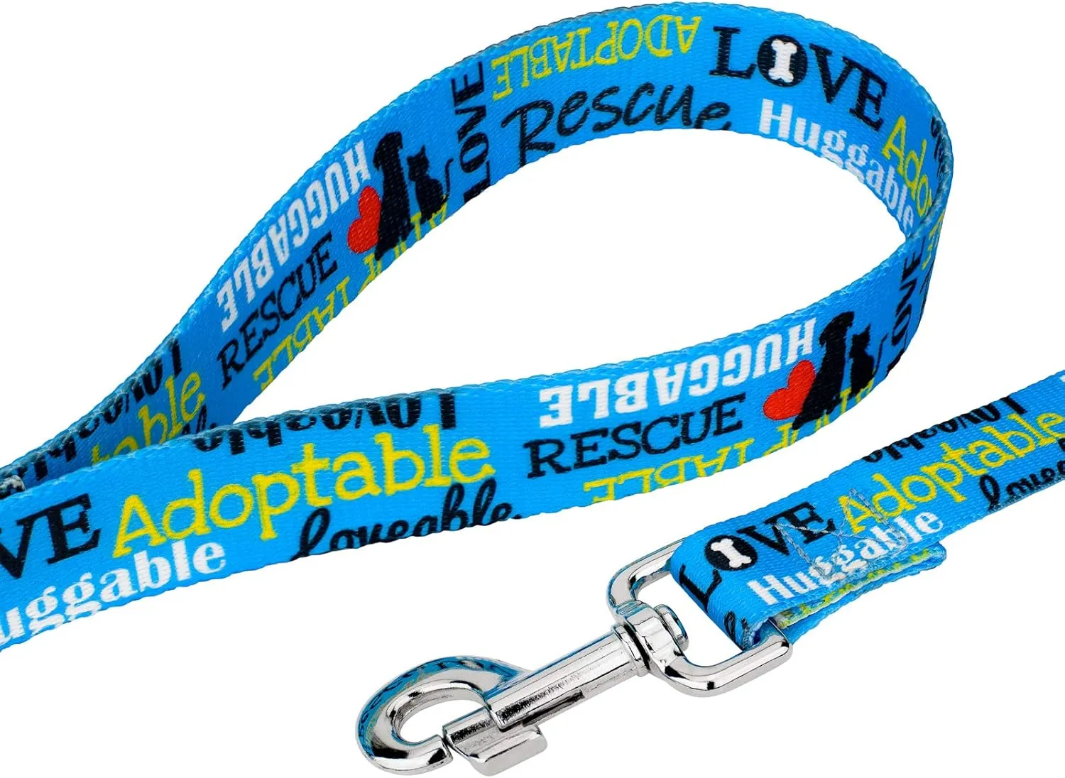 Country Brook Petz - Blue Loveable Rescue Martingale Dog Collar and Leash - Rescue Collection Featuring Shelter Designs (5/8 Inch, Small)