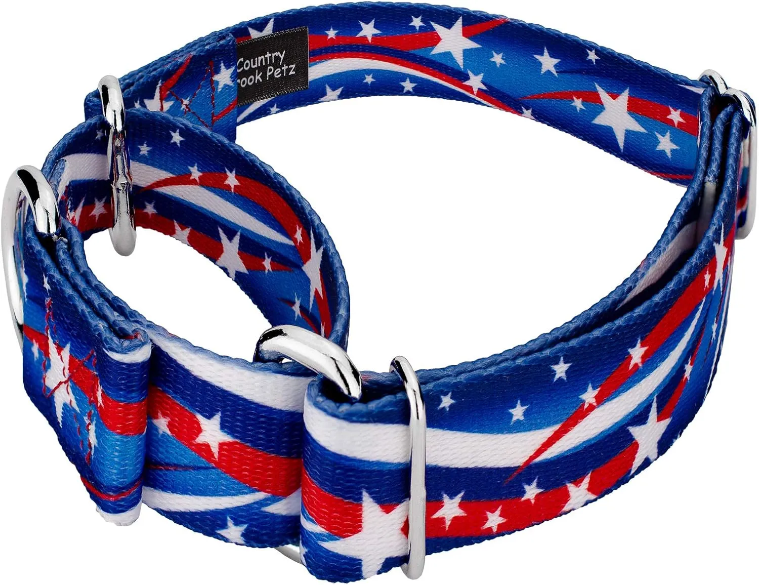 Country Brook Petz - Star Spangled Martingale Dog Collar and Leash Limited Edition - Americana Collection Featuring Patriotic Designs (5/8 Inch, Small)