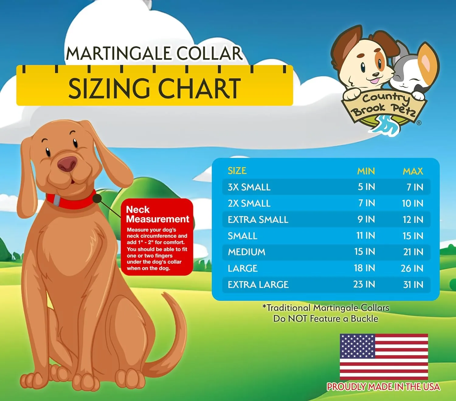 Country Brook Petz - Star Spangled Martingale Dog Collar and Leash Limited Edition - Americana Collection Featuring Patriotic Designs (5/8 Inch, Small)