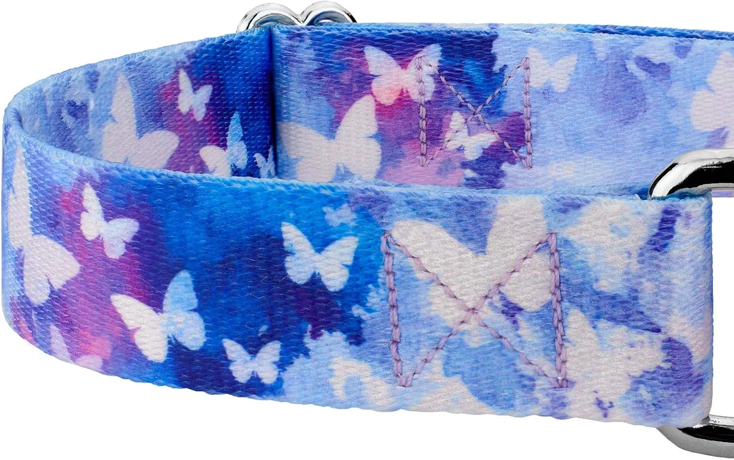 Country Brook Petz - Watercolor Butterflies Martingale Dog Collar and Leash - Critter Corner Collection Featuring Creature Themed Designs (1 inch, Extra Large)