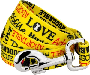 Country Brook Petz - Yellow Loveable Rescue Dog Leash - Rescued with Love Dog Leash (6 Foot, 5/8 Inch Wide)