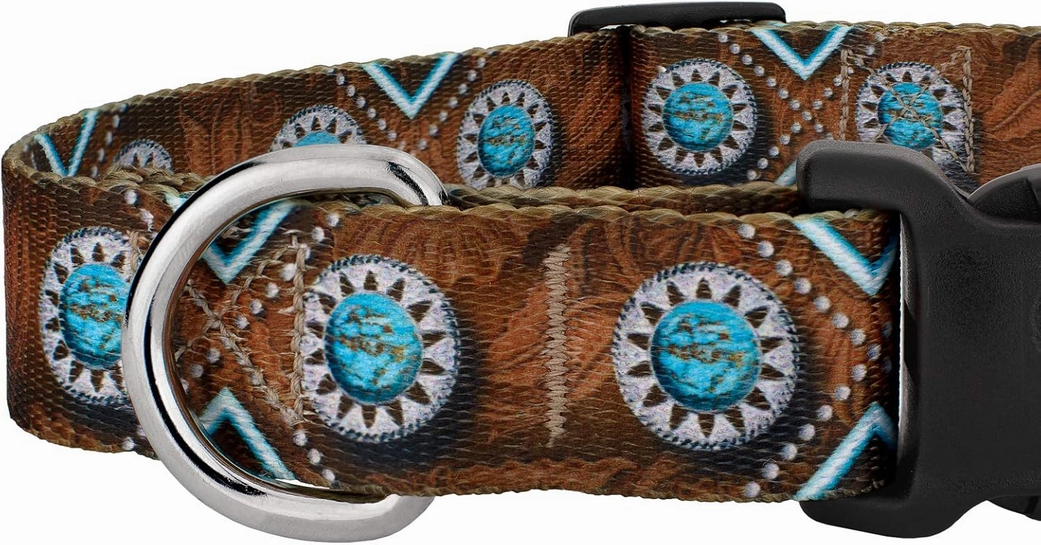 Country Brook Petz - Deluxe Saddle Up Dog Collar and Leash - Country and Western Collection Featuring Rugged Designs (5/8 Inch, Small)