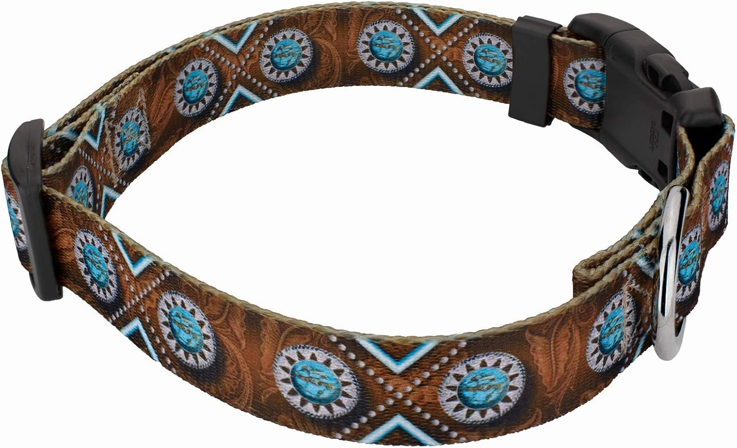Country Brook Petz - Deluxe Saddle Up Dog Collar and Leash - Country and Western Collection Featuring Rugged Designs (5/8 Inch, Small)