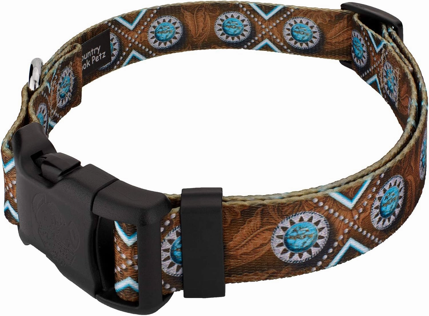 Country Brook Petz - Deluxe Saddle Up Dog Collar and Leash - Country and Western Collection Featuring Rugged Designs (5/8 Inch, Small)