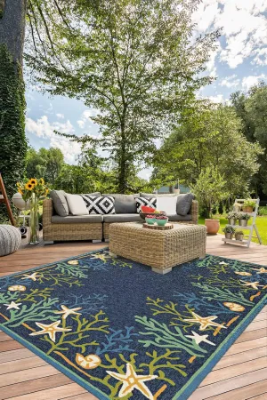 Couristan Covington Sea Water Indoor/Outdoor Area Rug, 8' x 11', Ocean-Aqua