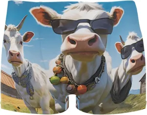 Cow Animal Grassland Mens Swim Trunk Swimwear Bathing Suit Swim Brief Square Leg Board Short S S0403248