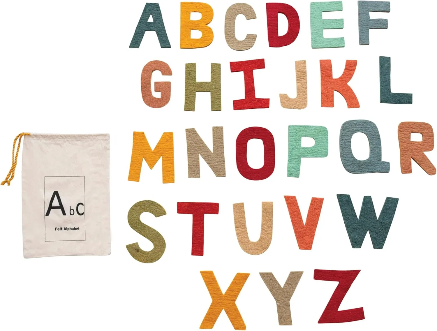 Creative Co-Op Handmade Wool Felt Alphabet Set, Multicolor
