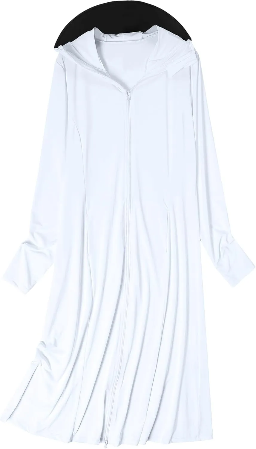Cromoncent Women's UPF 50  Swimsuit Cover Up Lightweight SPF Long Sleeve Sun Protection Long Sun Hoodie Dress