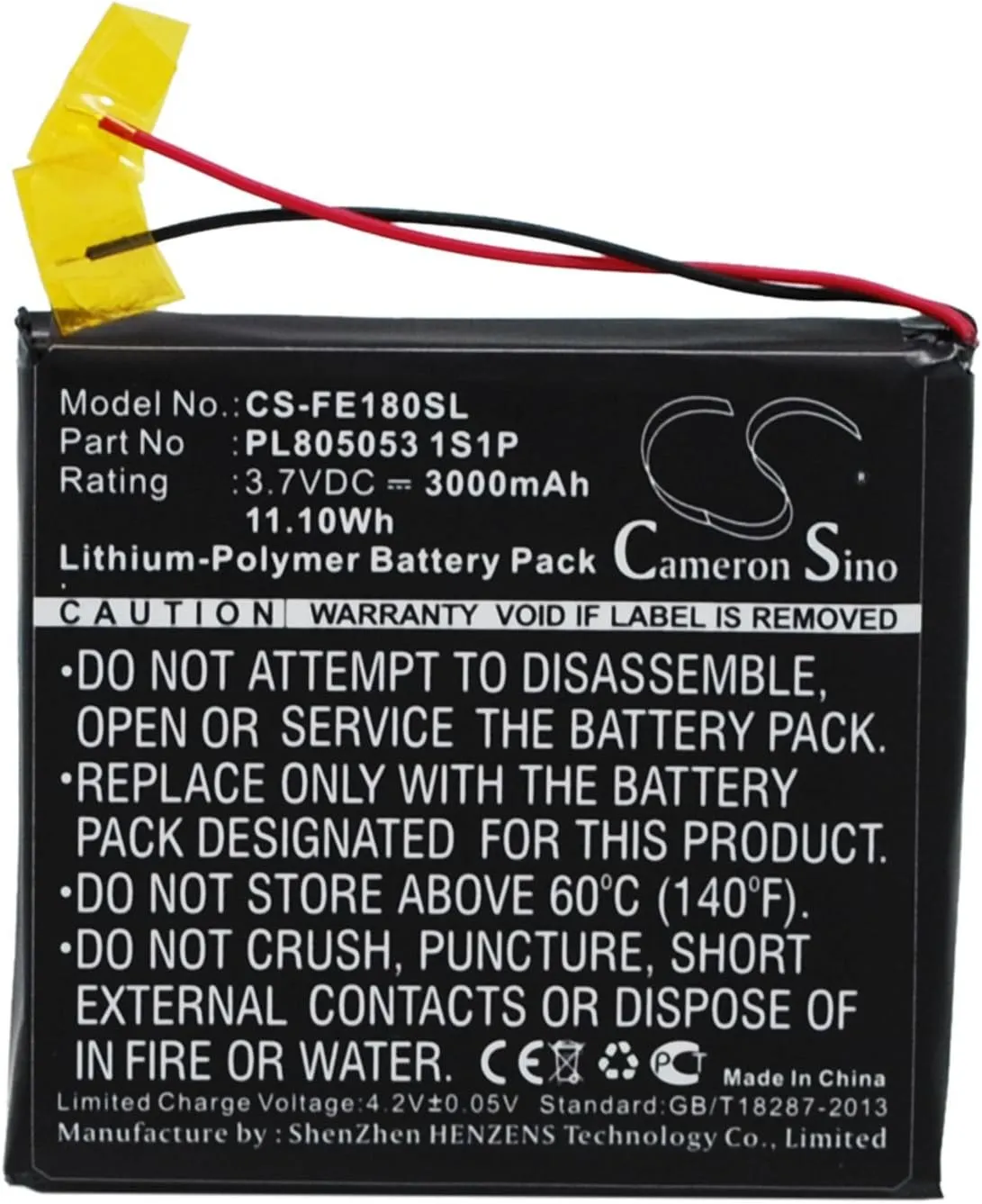 CS Cameron Sino Replacement Battery for E18(3000mAh / 11.10Wh) PL805053 1S1P
