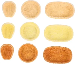 Cute Basket Woven Rattan Dollhouse Miniature Accessories Set 1:12 Scale Miniature Food Baskets
