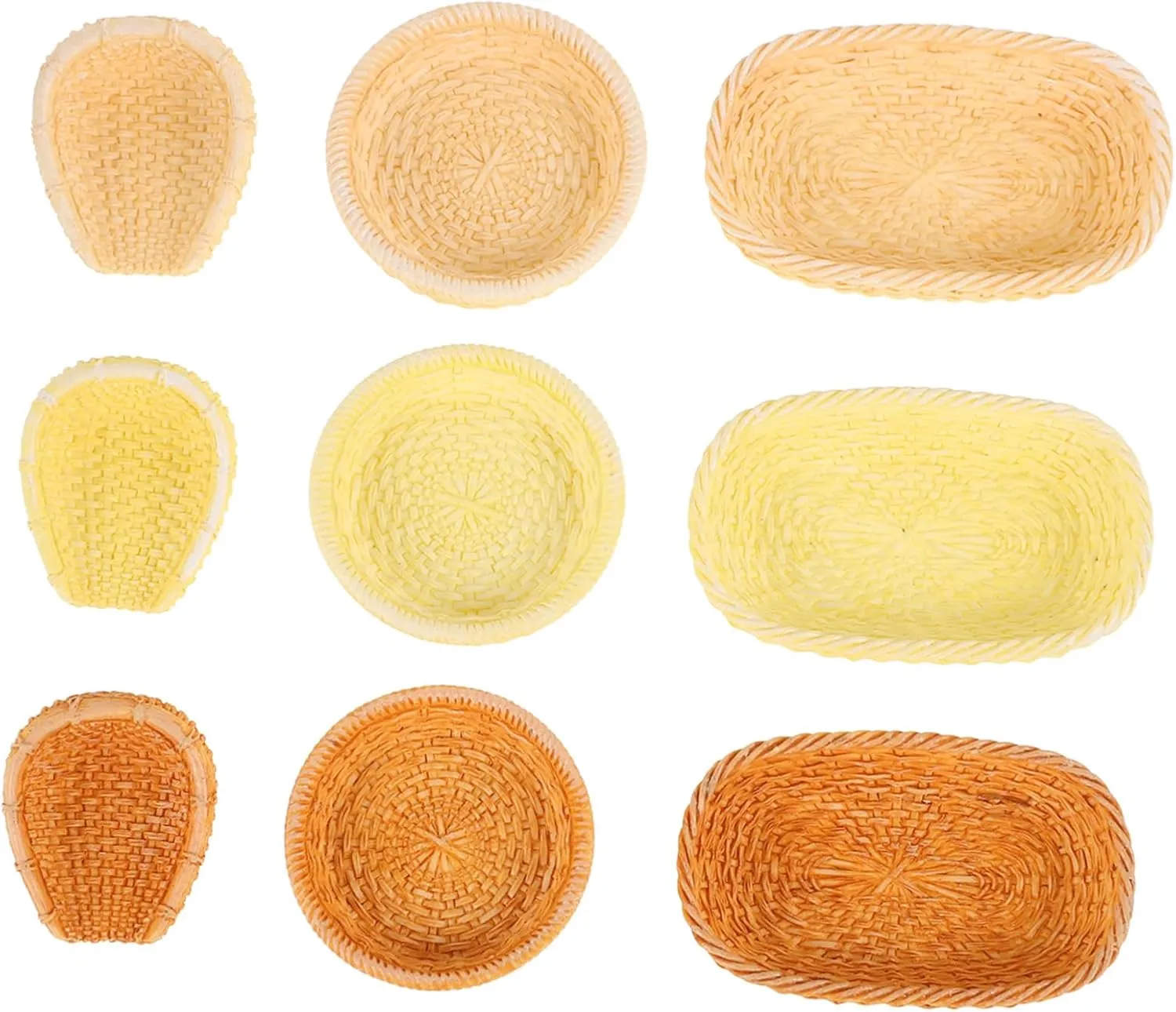 Cute Basket Woven Rattan Dollhouse Miniature Accessories Set 1:12 Scale Miniature Food Baskets