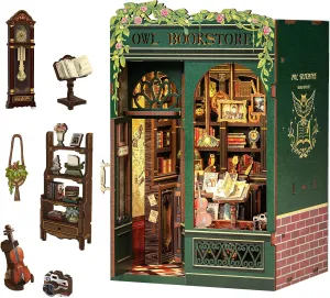 CUTEBEE Book Nook Kit - DIY Miniature House Dollhouse Kit for Adult and Teens, Booknook Bookshelf Decor Alley Model Build with LED Light, Gifts for Family and Friends