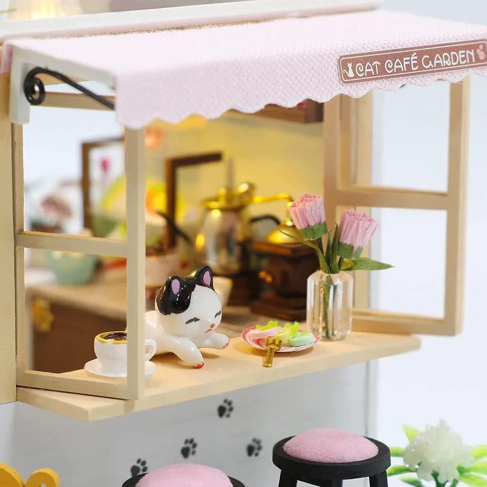 CUTEBEE Dollhouse Miniature with Furniture, DIY Wooden Dollhouse Kit Plus Dust Proof, Creative Room Idea