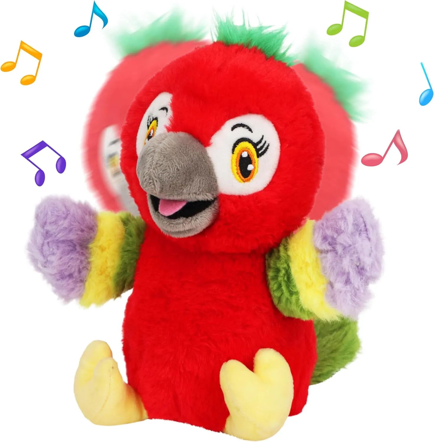 Cuteoy Talking Parrot Repeat What You Say Musical Stuffed Animal Shaking Singing Plush Toy Electric Interactive Animated Plushies for Kids Girls Boys Birthday