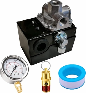 CW207576AV Pressure Switch For Campbell Hausfeld Air Compressor 125/95 Psi 26Amps Replace 69JG109569R 69JF7LY2C With 200 Psi pressure gauge