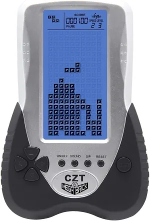 CZT Retro Brick Game Console Big Blue Backlight Screen Built-in 23 Games Tank Battle/Racing Can Plug Headphone Nostalgic Puzzle Pocket Handheld Porable Machine Children's Toys (Black)