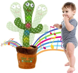 Dancing Cactus Mimicking Toy for Baby - Talking Cactus That Mimics and Sings - 125 Songs 35 Nursery Rhymes for Toddlers and Up | Repeats, Mimics and Wiggles with Dazzling LED Lights