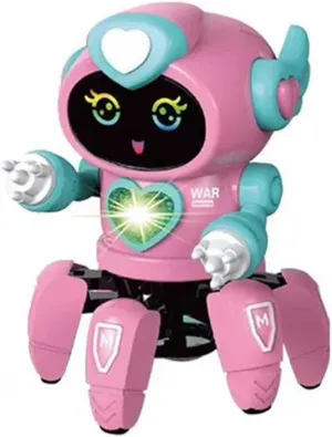 Dancing Robot Music Light Dancing Electric Walking Singing All Direction Movement Dancing Robot Walking Dancing Electronic Robot for Boys and Girls, Rechargeable, Pink Blue