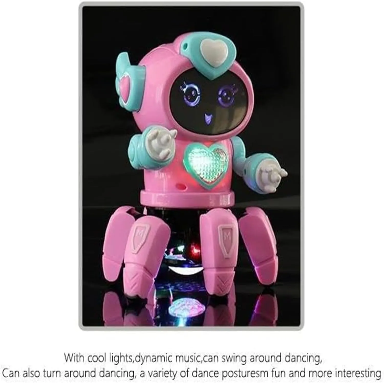 Dancing Robot Music Light Dancing Electric Walking Singing All Direction Movement Dancing Robot Walking Dancing Electronic Robot for Boys and Girls, Rechargeable, Pink Blue
