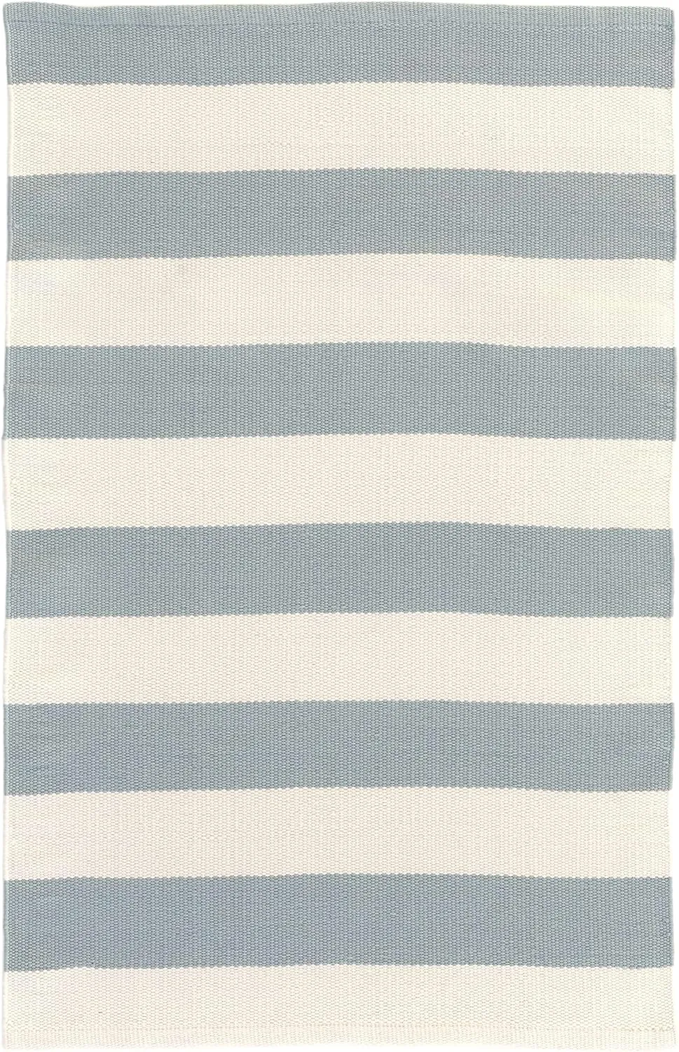 Dash and Albert Catamaran Indoor/Outdoor Area Rug - 6' x 9' Light Blue & Ivory Stripe Handwoven Washable Accent Rug - Fade Resistant, High Traffic Friendly