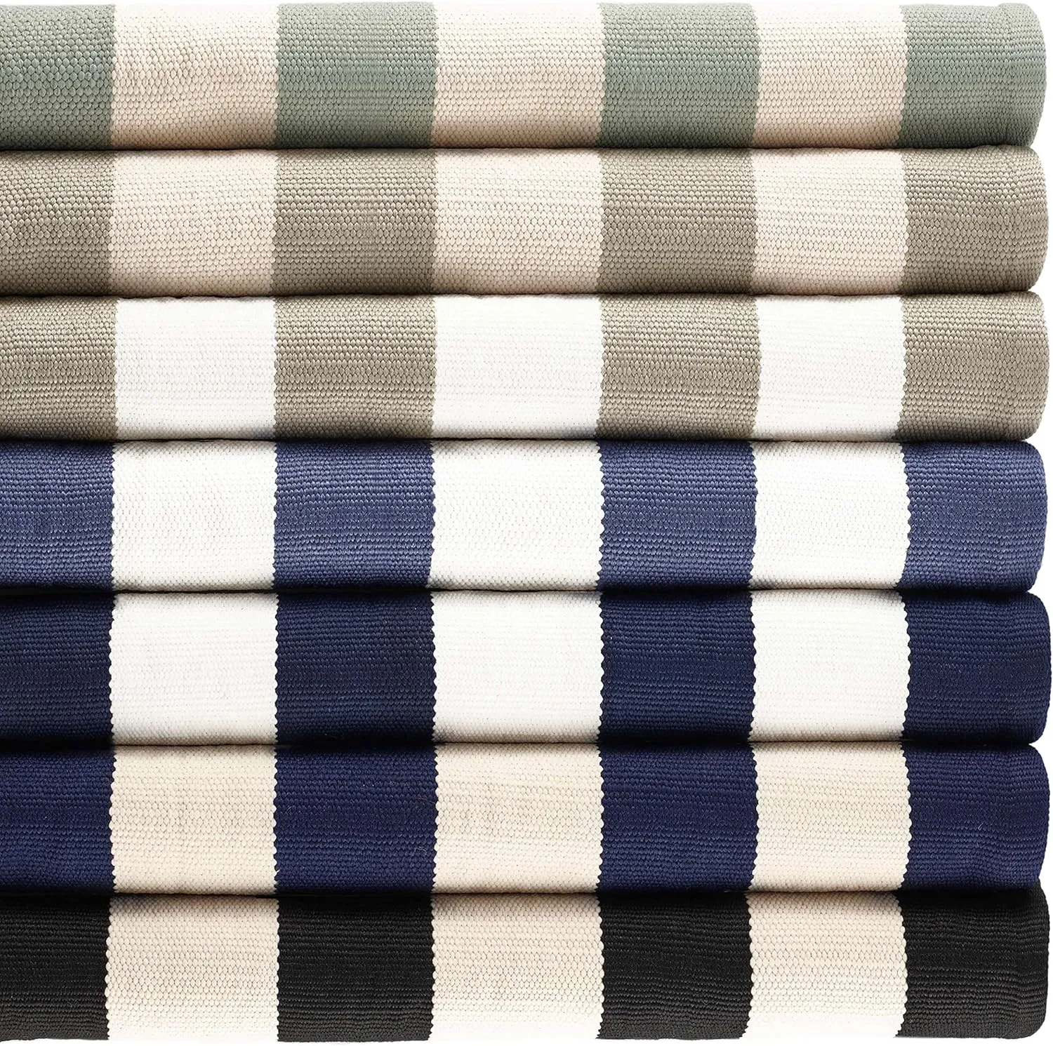 Dash and Albert Catamaran Indoor/Outdoor Area Rug - 6' x 9' Light Blue & Ivory Stripe Handwoven Washable Accent Rug - Fade Resistant, High Traffic Friendly