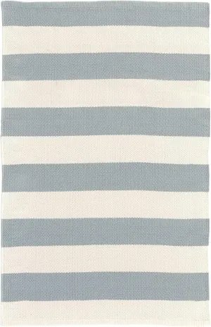 Dash and Albert Catamaran Indoor/Outdoor Area Rug - 6' x 9' Light Blue & Ivory Stripe Handwoven Washable Accent Rug - Fade Resistant, High Traffic Friendly