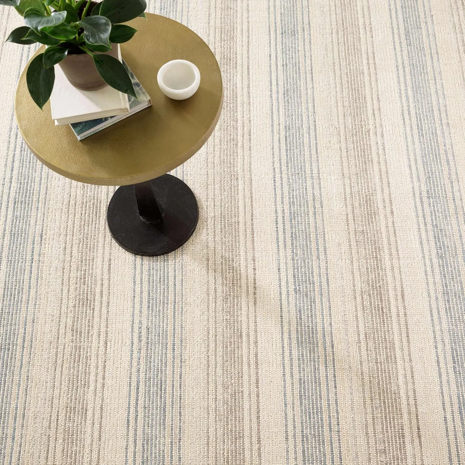 Dash and Albert Moonshine Cotton & Viscose Area Rug - 5' x 8' Neutral Stripe Handwoven Accent Rug - Durable, Low Pile, Guest Room, Home Office, Dining Room