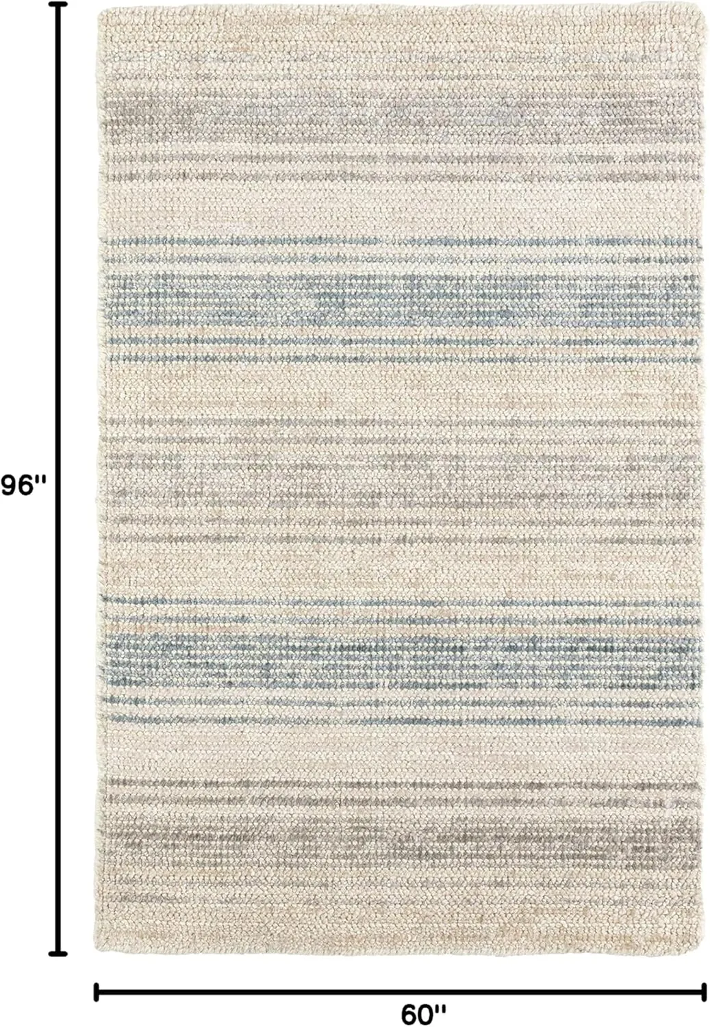 Dash and Albert Moonshine Cotton & Viscose Area Rug - 5' x 8' Neutral Stripe Handwoven Accent Rug - Durable, Low Pile, Guest Room, Home Office, Dining Room