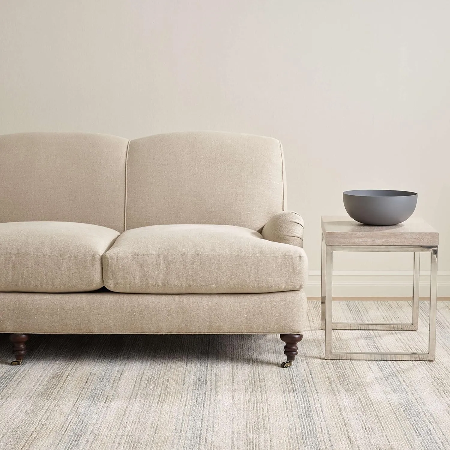 Dash and Albert Moonshine Cotton & Viscose Area Rug - 5' x 8' Neutral Stripe Handwoven Accent Rug - Durable, Low Pile, Guest Room, Home Office, Dining Room