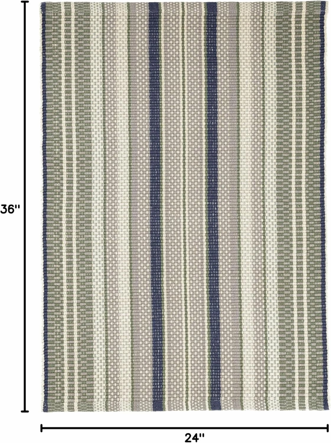 Dash and Albert Bay Stripe Cotton Area Rug - 2' x 3' Blue/Grey - Striped Handwoven Accent Rug - Durable, Lightweight, High Traffic Areas - Hallways, Bedrooms, Stairs