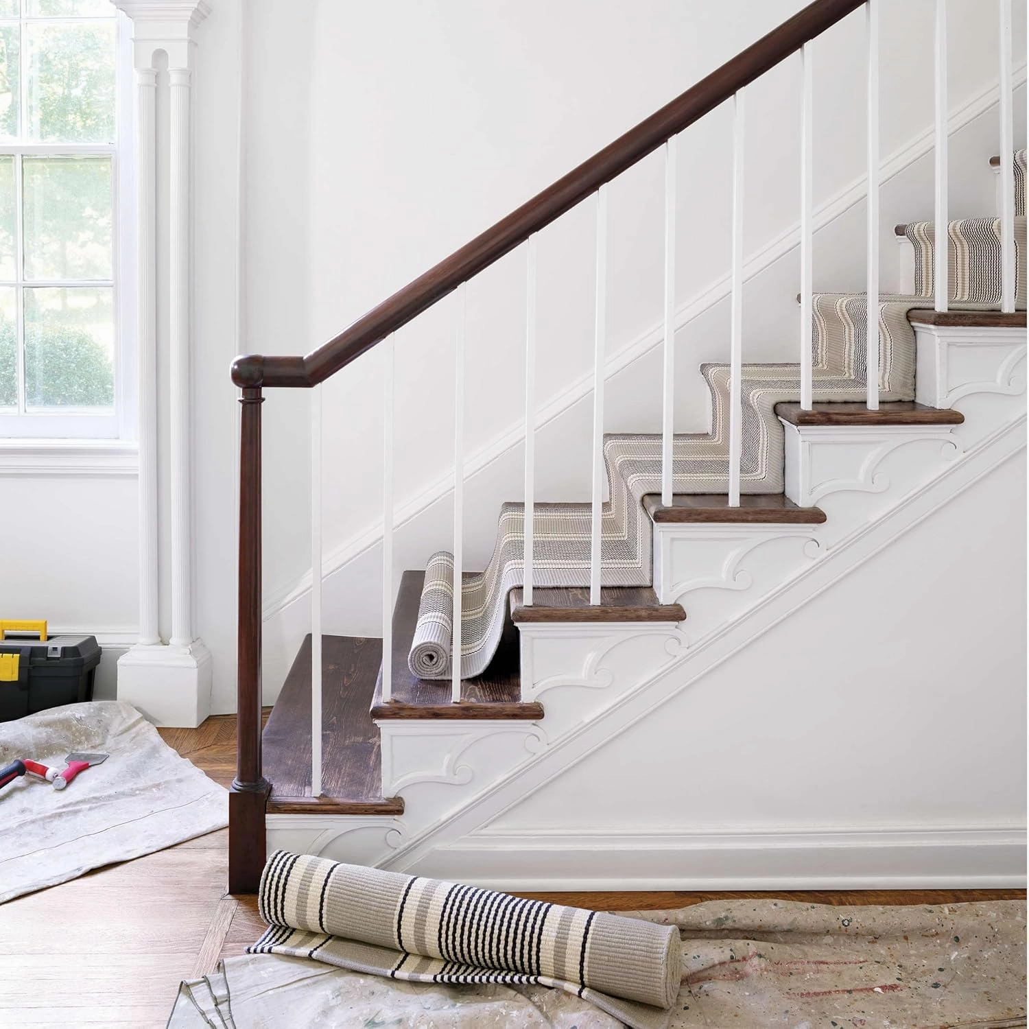 Dash and Albert Gunner Stripe Handwoven Cotton Rug, Runner-2.5 X 8 Feet, Blue/Grey Stripe Pattern