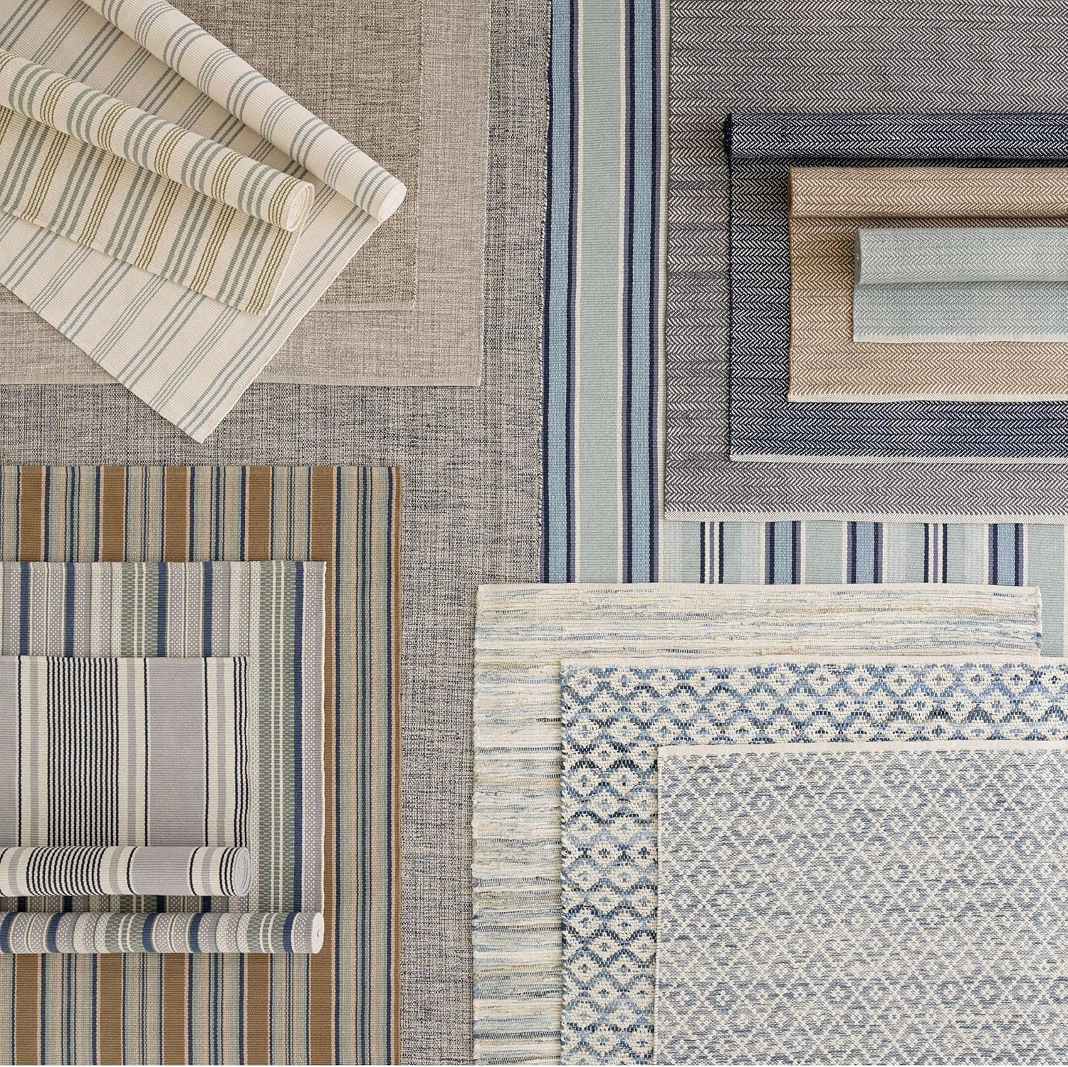 Dash and Albert Gunner Stripe Handwoven Cotton Rug, Runner-2.5 X 8 Feet, Blue/Grey Stripe Pattern