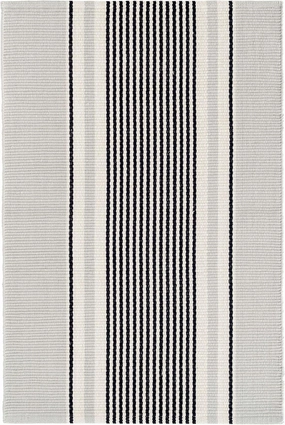 Dash and Albert Gunner Stripe Handwoven Cotton Rug, Runner-2.5 X 8 Feet, Blue/Grey Stripe Pattern