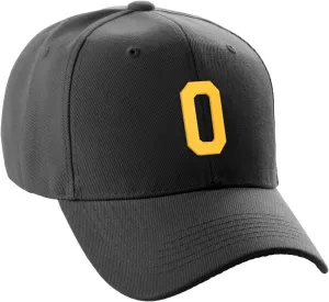 Daxton Structured Baseball Hat Cap Curved Visor Custom Gold Team Number