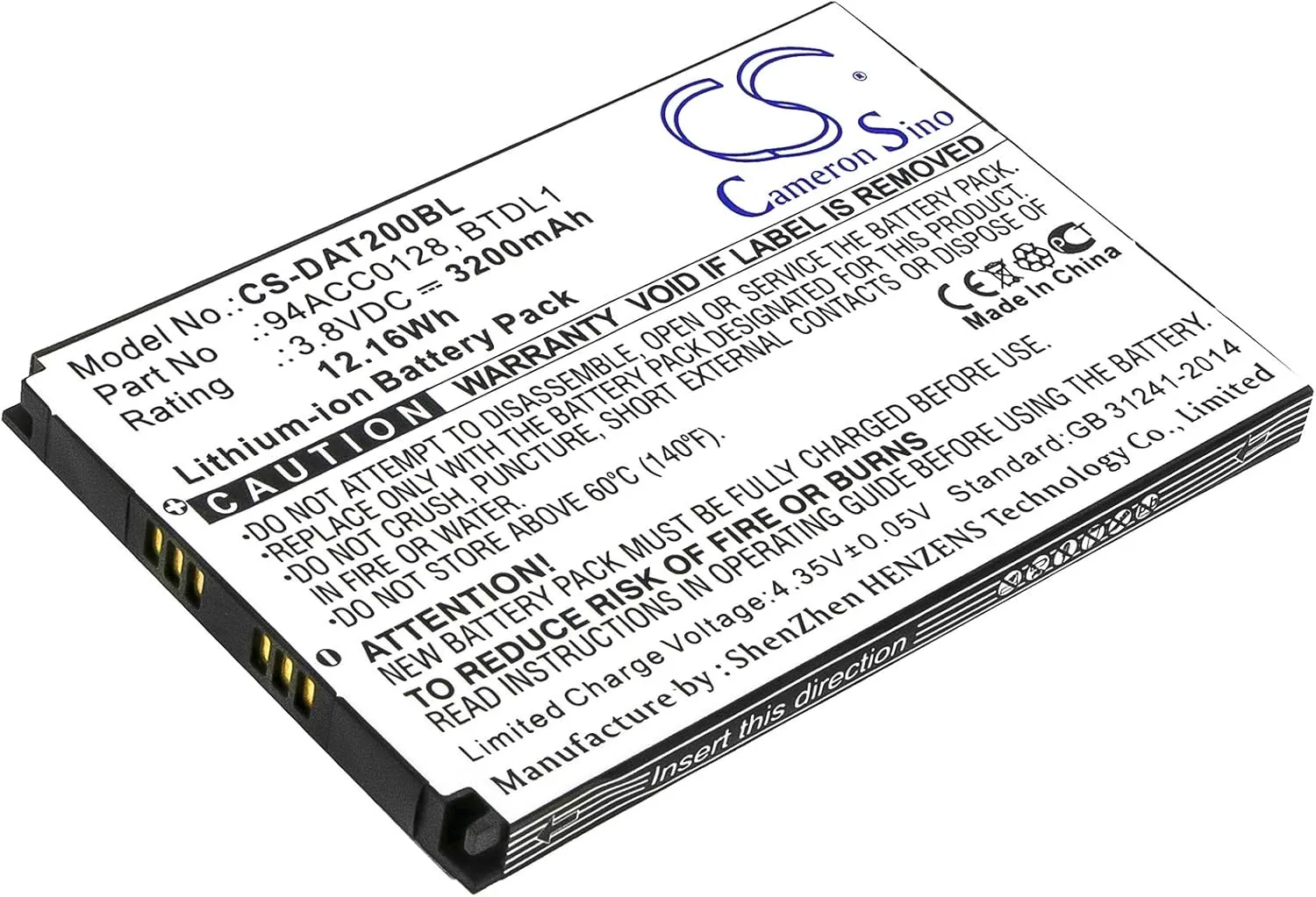 DCH 3200mAh 94ACC0128 Battery Replacement for Datalogic Axist DL-Axist 3H21-00000491 94ACC0129 BTDL1