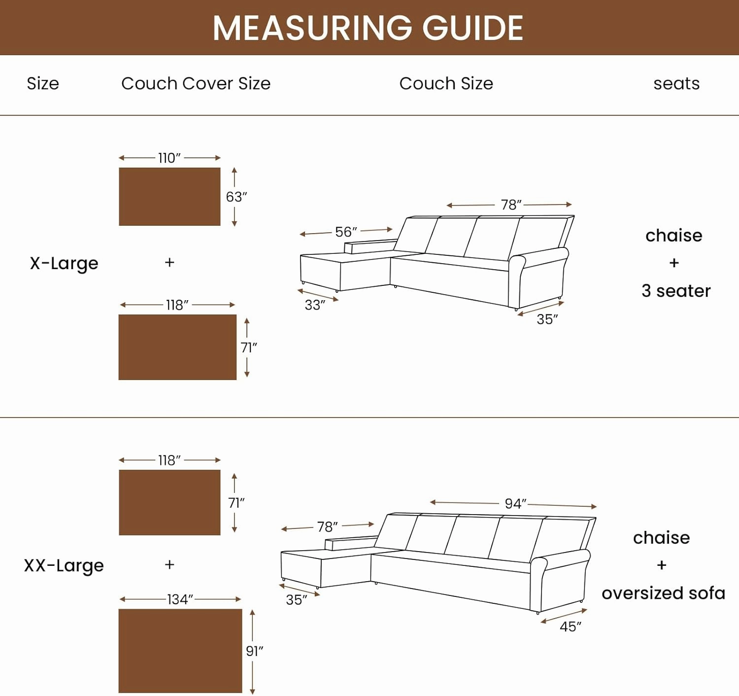 Deep Dream Sectional Couch Covers, 2 Pieces Sectional Sofa Cover, L Shaped Couch Covers, Couch Cover for Sectional Sofa (XX-Large, 71" x 118"   91" x 134", Dark Grey)
