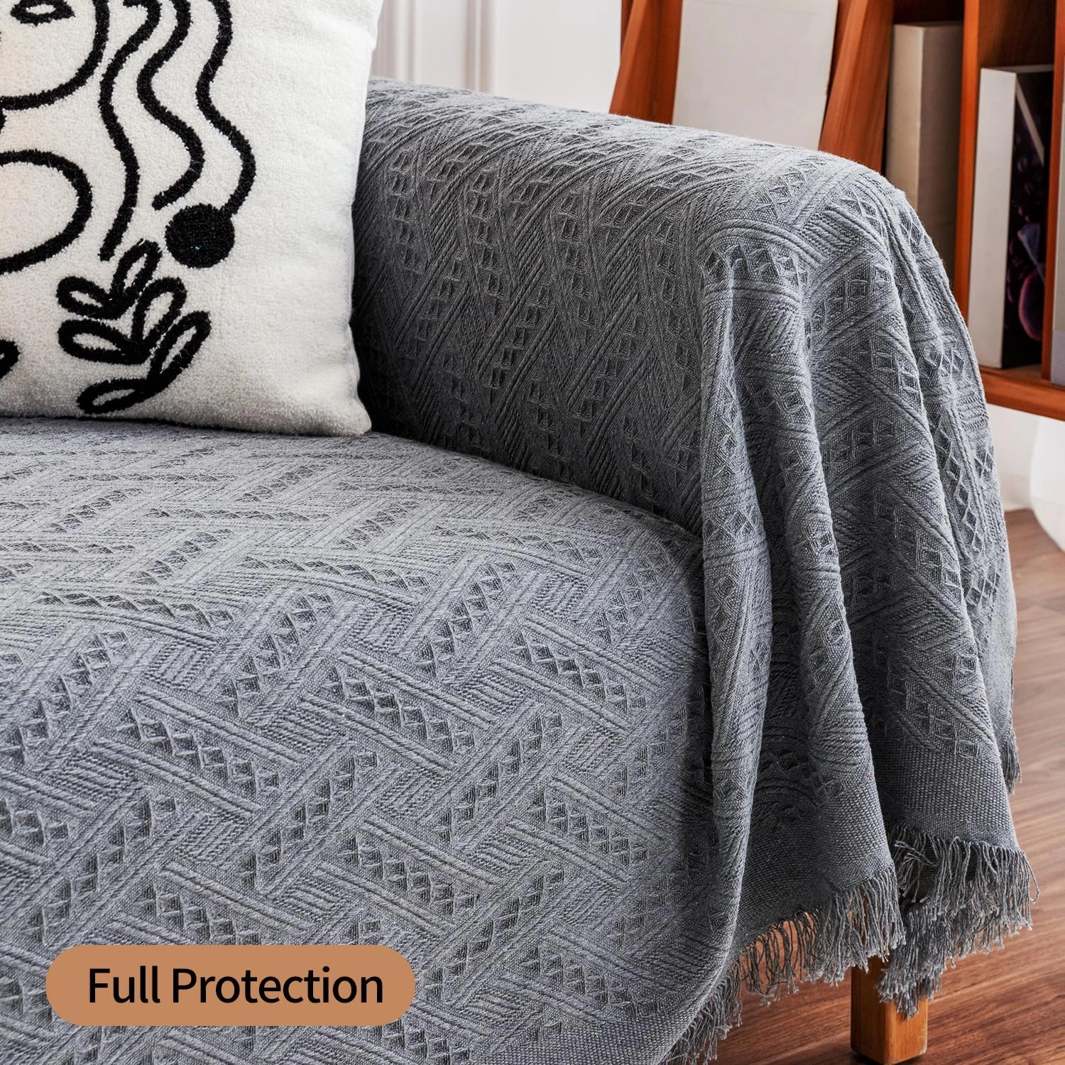 Deep Dream Sectional Couch Covers, 2 Pieces Sectional Sofa Cover, L Shaped Couch Covers, Couch Cover for Sectional Sofa (XX-Large, 71" x 118"   91" x 134", Dark Grey)