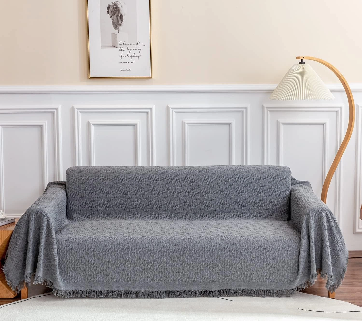 Deep Dream Sectional Couch Covers, 2 Pieces Sectional Sofa Cover, L Shaped Couch Covers, Couch Cover for Sectional Sofa (XX-Large, 71" x 118"   91" x 134", Dark Grey)