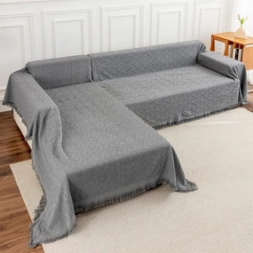 Deep Dream Sectional Couch Covers, 2 Pieces Sectional Sofa Cover, L Shaped Couch Covers, Couch Cover for Sectional Sofa (XX-Large, 71" x 118"   91" x 134", Dark Grey)