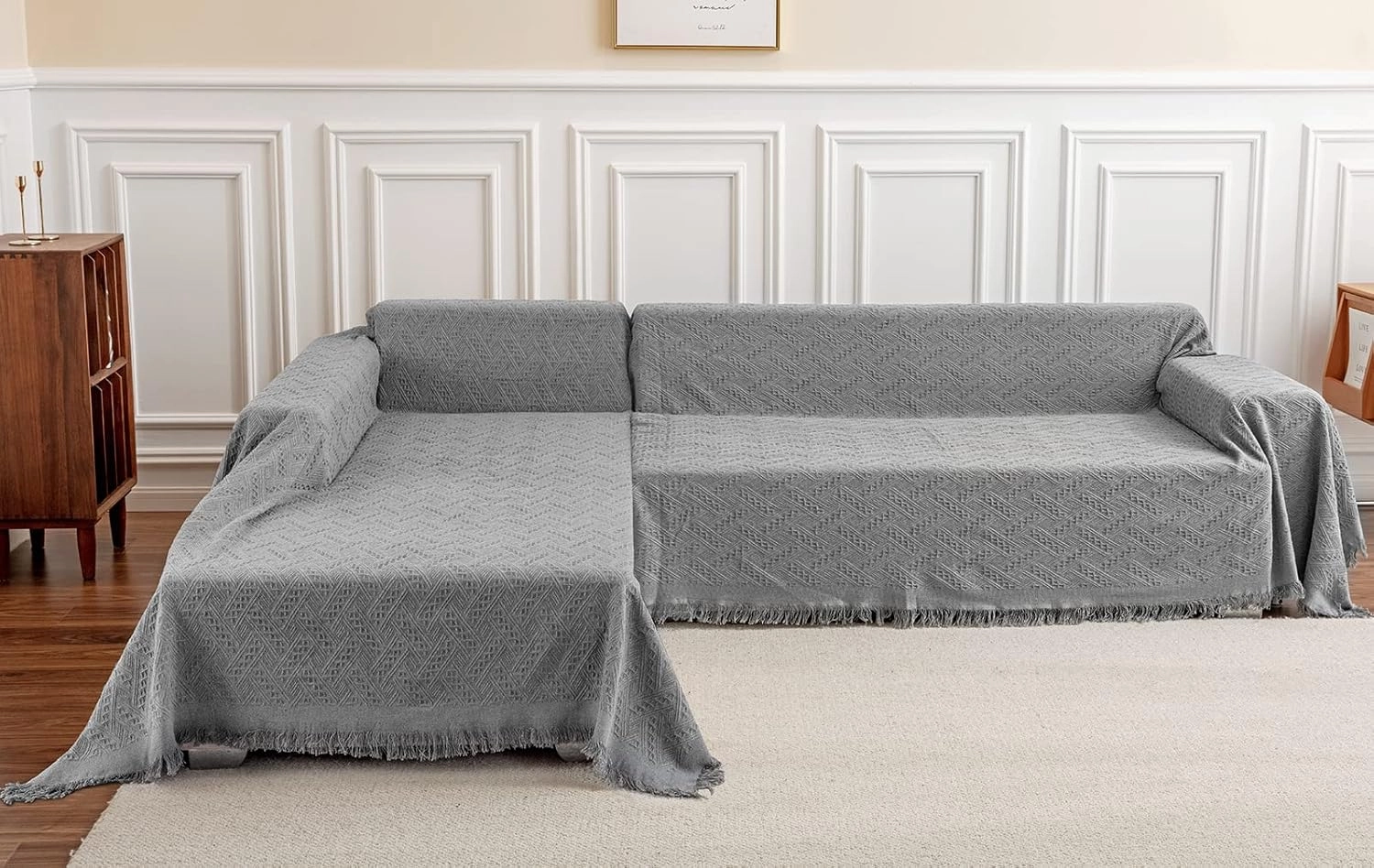 Deep Dream Sectional Couch Covers, 2 Pieces Sectional Sofa Cover, L Shaped Couch Covers, Couch Cover for Sectional Sofa (XX-Large, 71" x 118"   91" x 134", Dark Grey)