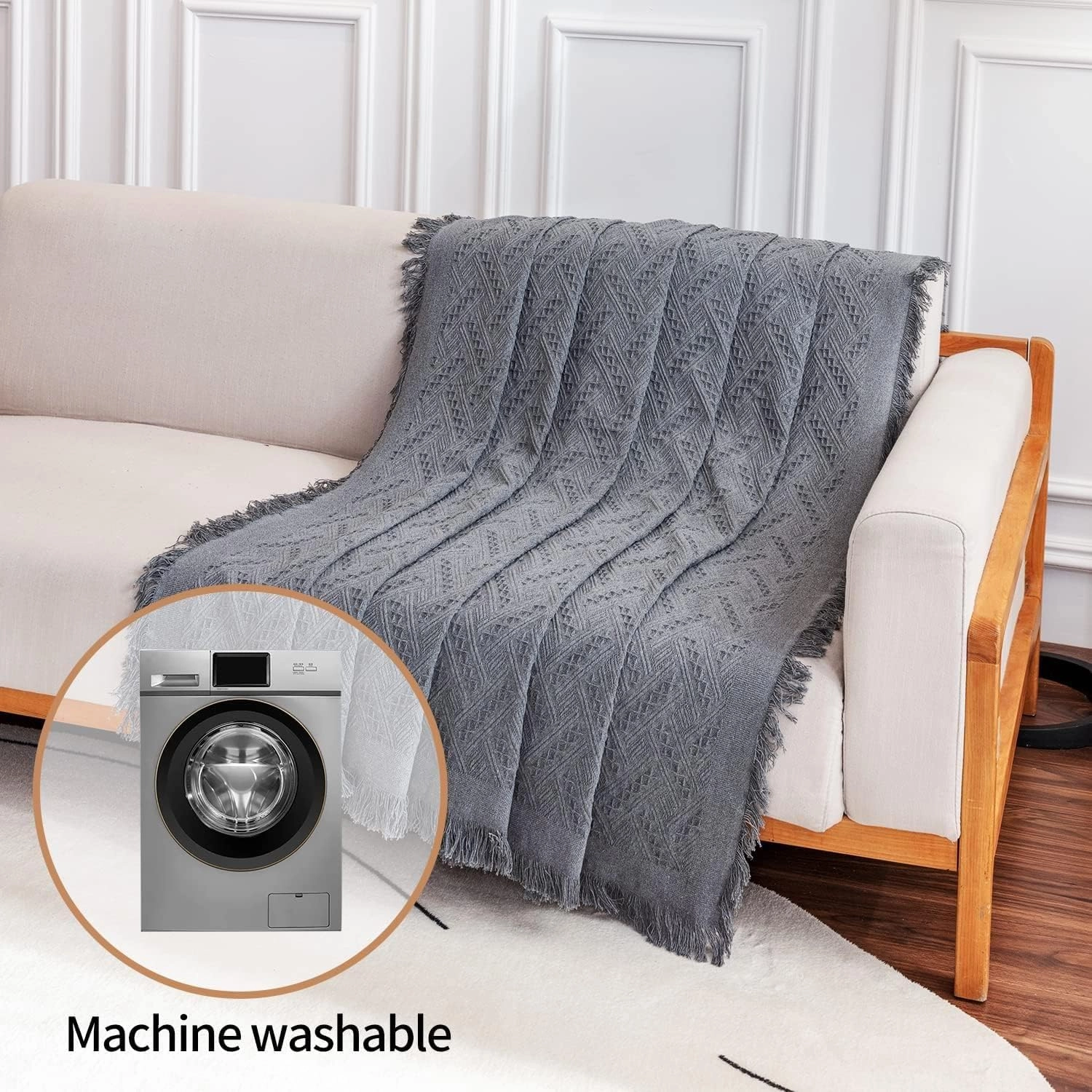 Deep Dream Sectional Couch Covers, 2 Pieces Sectional Sofa Cover, L Shaped Couch Covers, Couch Cover for Sectional Sofa (XX-Large, 71" x 118"   91" x 134", Dark Grey)