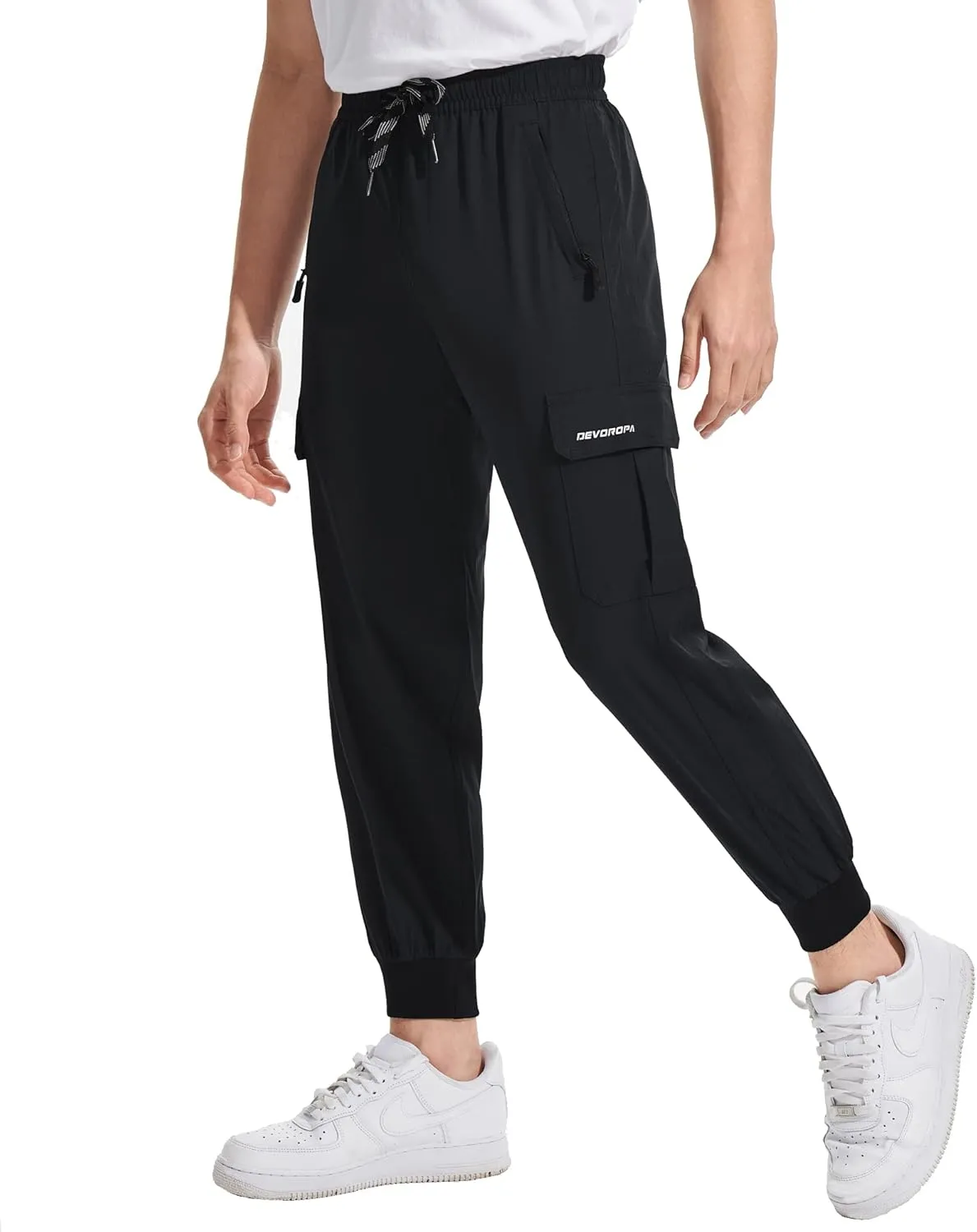 DEVOROPA Boys Joggers Lightweight Hiking Cargo Pants Water Resistant UPF 50  Quick Dry Youth Kids Athletic Running Pants