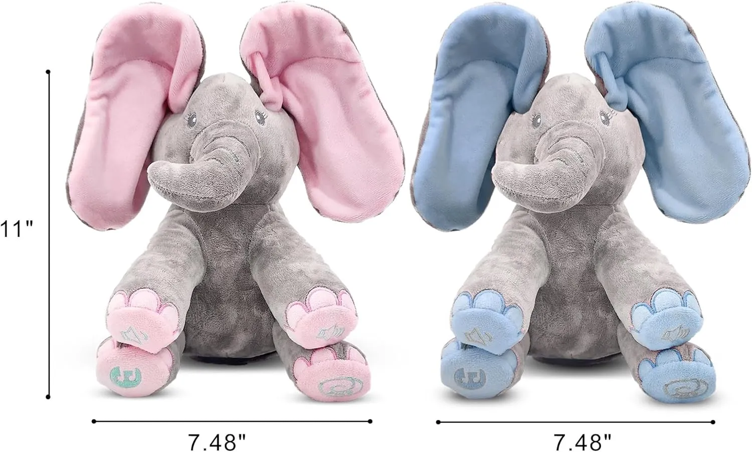 Dimple Kaia and Kyle Elephant Stuffed Animal Toy Set - Animated Plush Singing Elephant, Interactive Musical Peek-a-Boo for Babies, Kids - Baby Stuffed Animals Toy for Toddlers, Ages 0 and Up