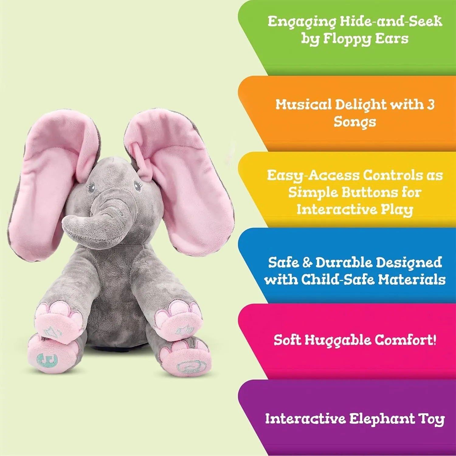 Dimple Kaia and Kyle Elephant Stuffed Animal Toy Set - Animated Plush Singing Elephant, Interactive Musical Peek-a-Boo for Babies, Kids - Baby Stuffed Animals Toy for Toddlers, Ages 0 and Up