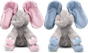 Dimple Kaia and Kyle Elephant Stuffed Animal Toy Set - Animated Plush Singing Elephant, Interactive Musical Peek-a-Boo for Babies, Kids - Baby Stuffed Animals Toy for Toddlers, Ages 0 and Up