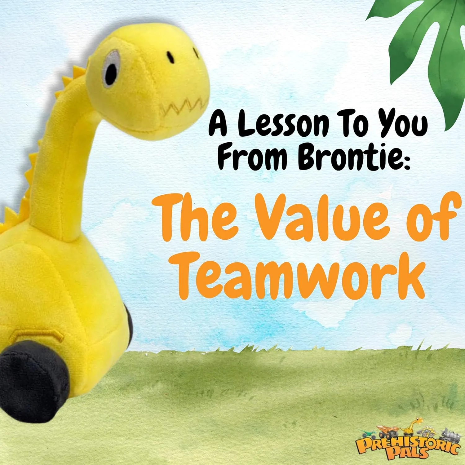 Dinosaur Brontosaurus Truck Plush Toy and Fun Educational Book Gift Set