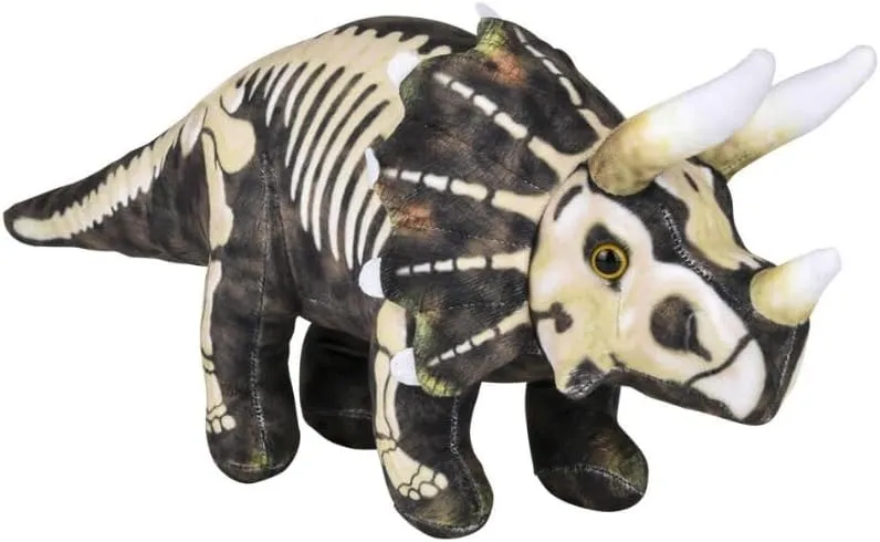 Dinosaur Fossil Print Skeleton Plush Soft Stuffed Animal Toy - Triceratops