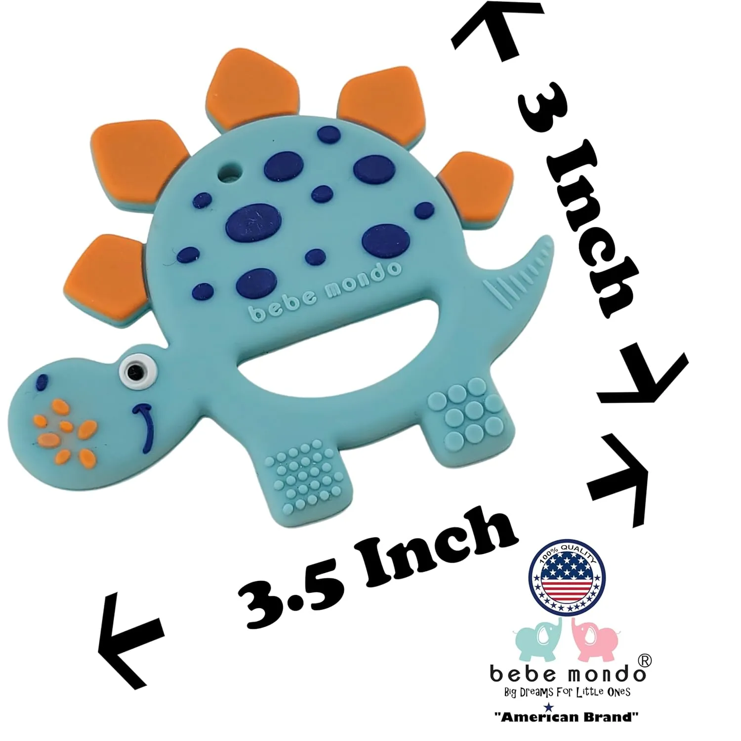 Dinosaur Teething Toys Baby Teether for Infant Baby Newborn 0-6 Months 6 to 12 18 Months and Up- Dino Teether Toy Freezer Safe & BPA Free, USA Patent Pending, 100% Food Grade Silicone-bebe mondo