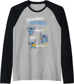 Disney Lilo & Stitch Hanukkah Things Checklist Raglan Baseball Tee