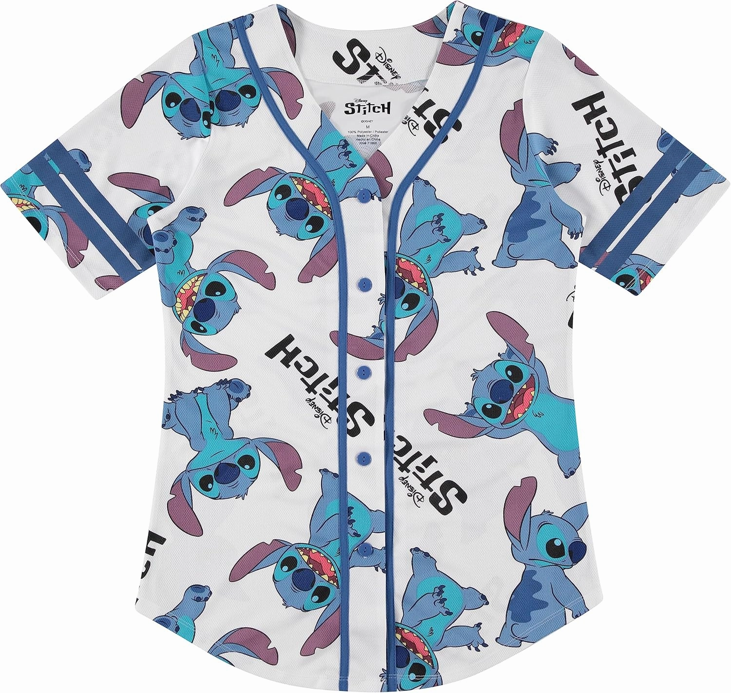 Disney Ladies Lilo and Stitch Shirt - Ladies Classic Lilo and Stitch Baseball Jersey Lilo and Stitch Mesh Jersey